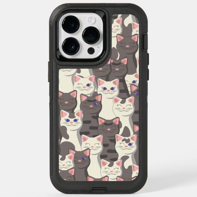 White and gray cats pattern otterbox iPhone case (Back)