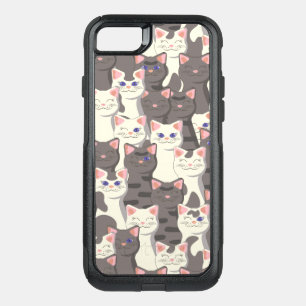 White and gray cats pattern OtterBox commuter iPhone SE/8/7 case