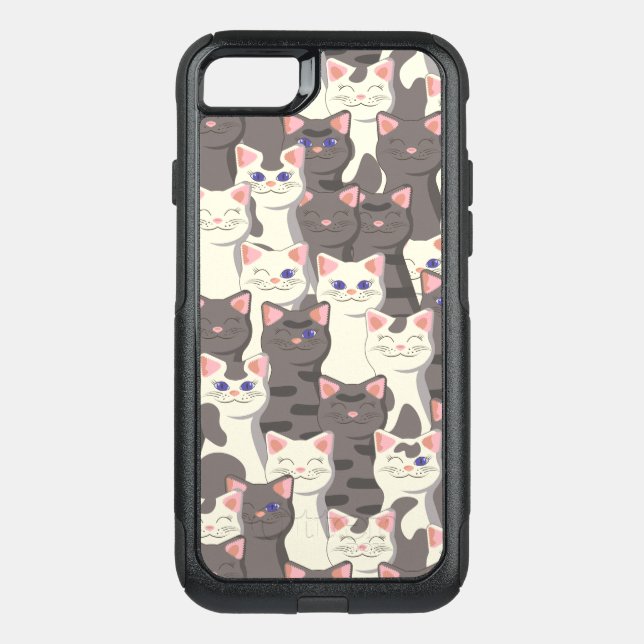 White and gray cats pattern otterbox iPhone case (Back)