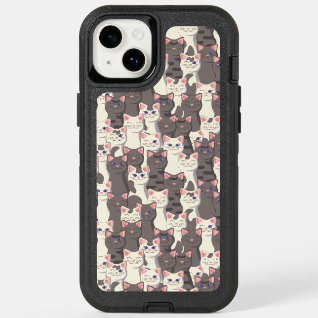 White and gray cats pattern otterbox iPhone case (Back)