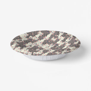White and gray cats pattern paper bowls