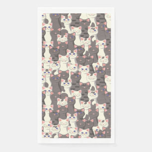 White and gray cats pattern paper guest towels