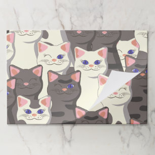 White and gray cats pattern paper pad