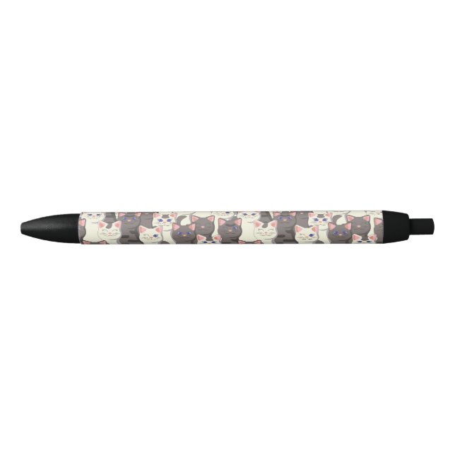 White and gray cats pattern pen (Front)