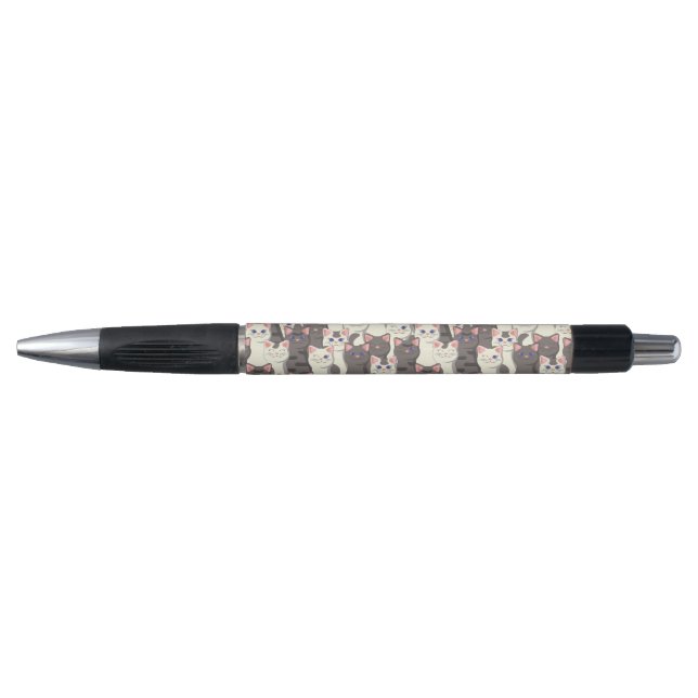 White and gray cats pattern pen (Front)