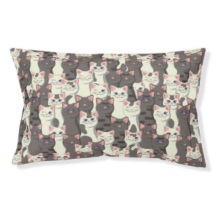 White and gray cats pattern pet bed