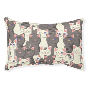 White and gray cats pattern pet bed