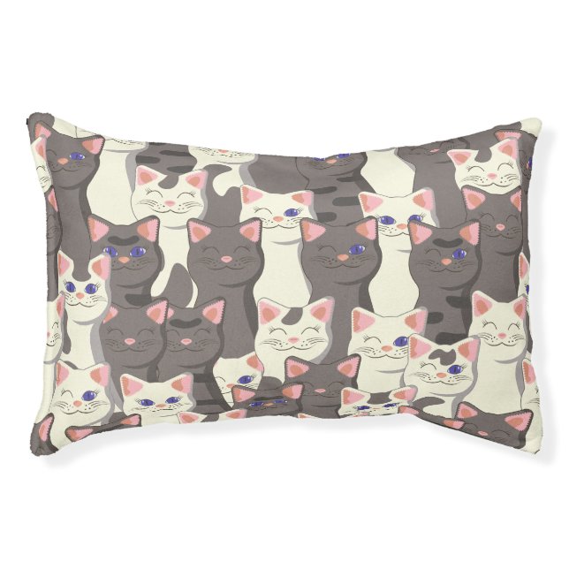 White and gray cats pattern pet bed (Front)