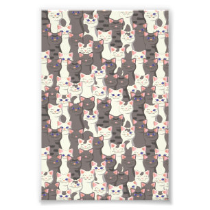 White and gray cats pattern photo print