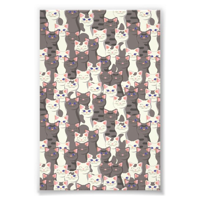 White and gray cats pattern photo print (Front)