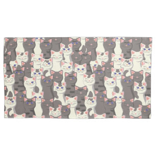 White and gray cats pattern pillow case