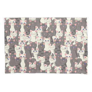 White and gray cats pattern pillow case