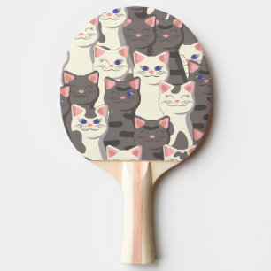 White and gray cats pattern ping pong paddle