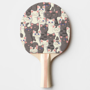 White and gray cats pattern ping pong paddle