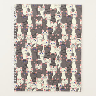 White and gray cats pattern planner
