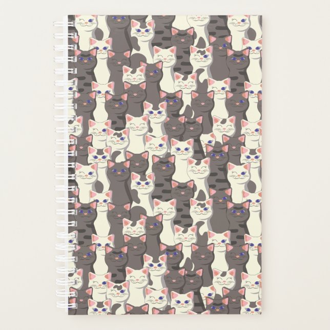 White and gray cats pattern planner (Front)