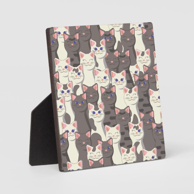 White and gray cats pattern plaque (Front)