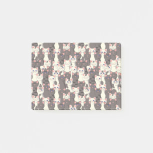 White and gray cats pattern post-it notes