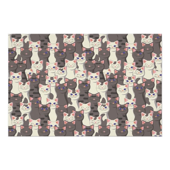 White and gray cats pattern poster (Front)