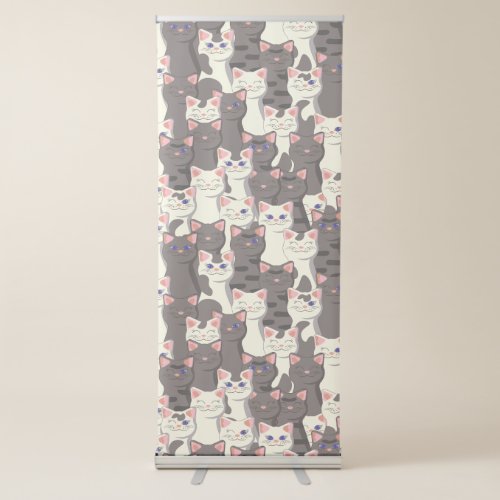 White and gray cats pattern retractable banner