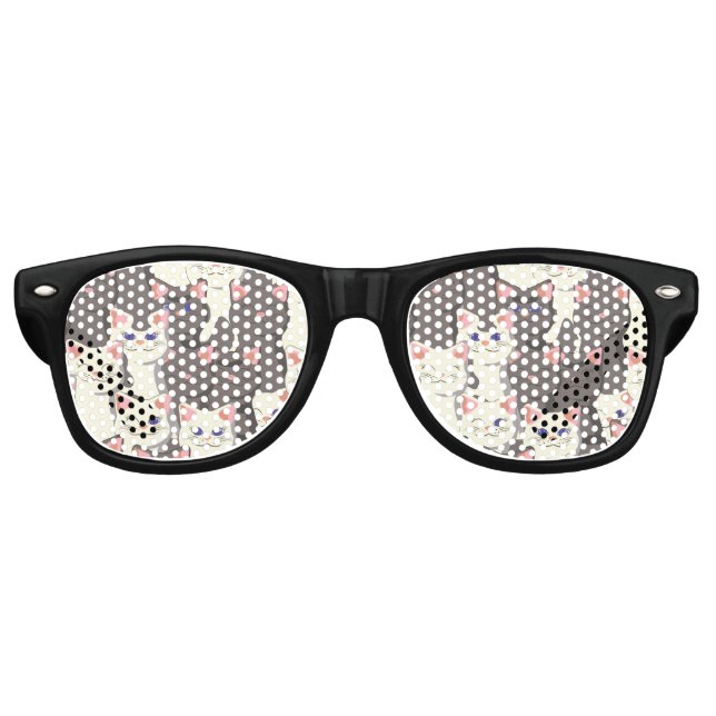 White and gray cats pattern retro sunglasses (Front)