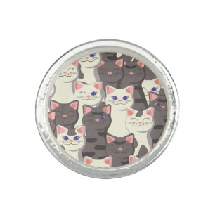 White and gray cats pattern ring