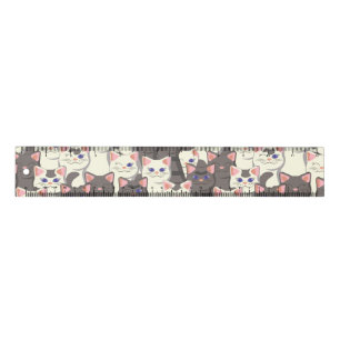 White and gray cats pattern ruler