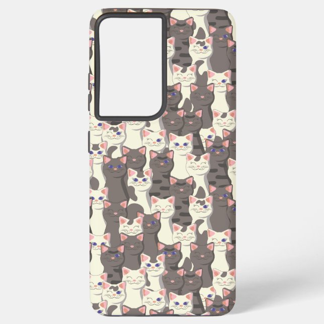 White and gray cats pattern samsung galaxy case (Back)