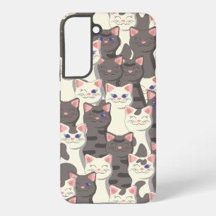 White and gray cats pattern samsung galaxy s22+ case