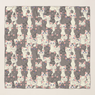 White and gray cats pattern scarf