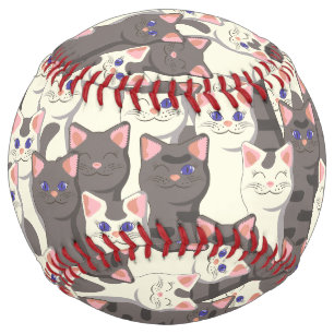 White and gray cats pattern softball