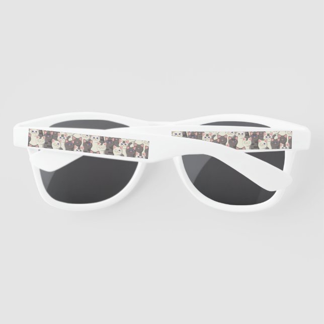 White and gray cats pattern sunglasses (Back)