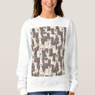 White and gray cats pattern sweatshirt