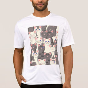White and gray cats pattern T-Shirt