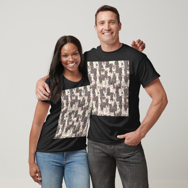 White and gray cats pattern T-Shirt (Unisex)
