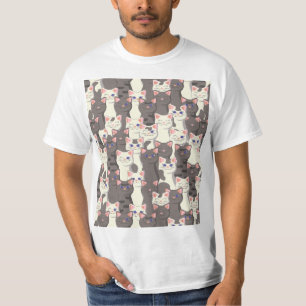 White and gray cats pattern T-Shirt