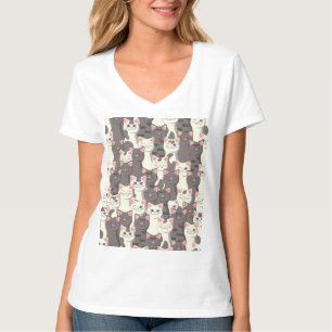 White and gray cats pattern T-Shirt