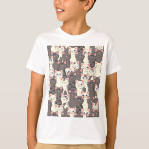 White and gray cats pattern T-Shirt