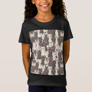 White and gray cats pattern T-Shirt