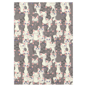 White and gray cats pattern tablecloth