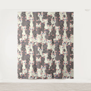 White and gray cats pattern tapestry