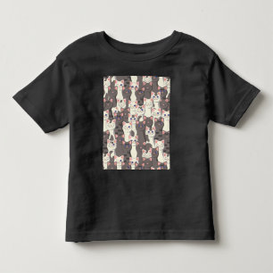 White and gray cats pattern toddler t-shirt