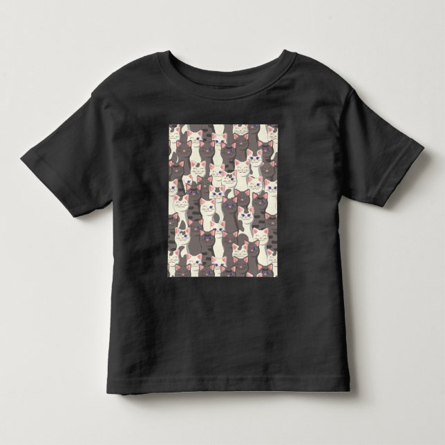 White and gray cats pattern toddler t-shirt (Front)