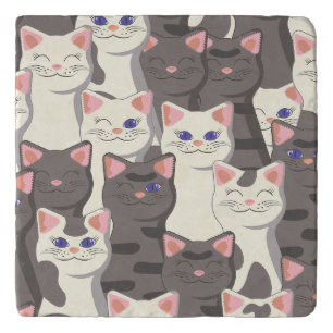 White and gray cats pattern trivet