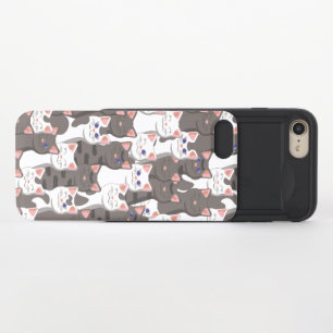 White and gray cats pattern iPhone 8/7 slider case
