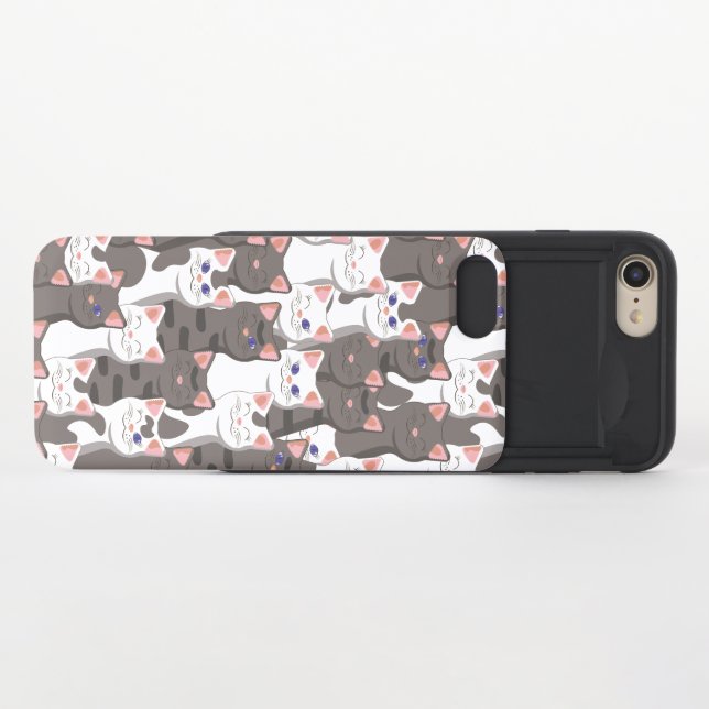 White and gray cats pattern uncommon iPhone case (Open)
