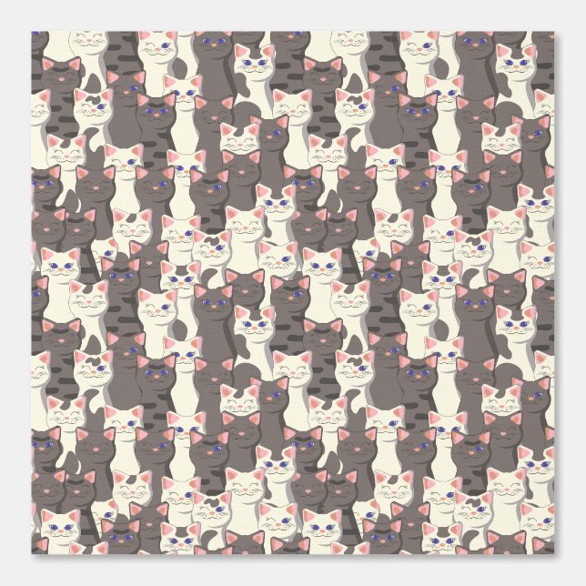 White and gray cats pattern wallpaper  (Front)
