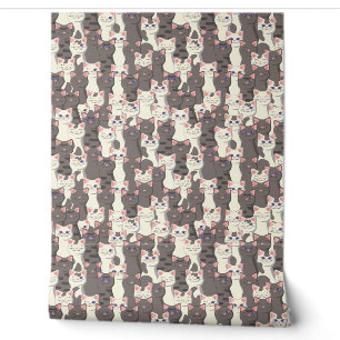 White and gray cats pattern wallpaper