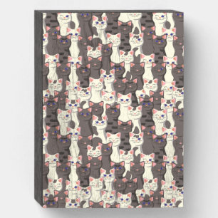 White and gray cats pattern wooden box sign