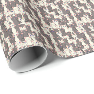 White and gray cats pattern wrapping paper